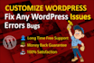 fix wordpress errors issues bugs and   customize wordpress website