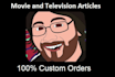 write articles about movies and television