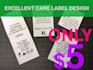 design care label, wash label, care instructions