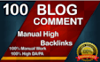 create 100 dofollow blog comment back links da40 pa20