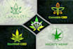 unique cannabis natural hemp cbd oil and medical logo