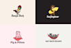 draw a modern minimalist cartoon logo and mascot design