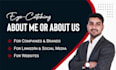 write your about us or about me page