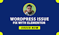 fix any wordpress issues with elementor, elementor issues and fix CSS issues