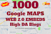 embed your google map in 3000 web20 high da blogs best for local SEO