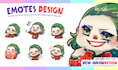 create cute adorable emotes, badges, sub badges design for twitch or kick