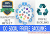 create 100 high authority profile creation backlinks