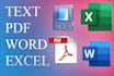 accurately fast convert text or PDF into excel or word