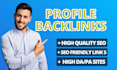do 150 HQ social media profile backlinks SEO link building
