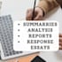 handle summaries, research, analysis, report and response writing