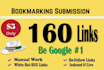 rank your website no1 by 160 bookmark submission links