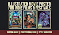 illustrated movie poster for indie films and festivals
