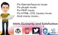 fix joomla, html, CSS, wordpress, javascript, php issues