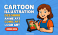 create a cartoon illustration, logo or comic character