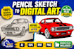 convert hand drawn pencil sketch into clean digital vector