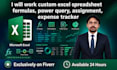 work custom excel spreadsheet formulas, power query, assignment, expense tracker