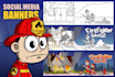 do social media banners with character designs