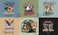 create patriotic american flag vintage retro t shirt design