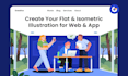 create a flat and isometric illustration for apps and web