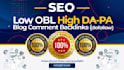 provide 50 high da low obl backlinks through blogs comments