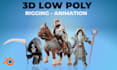 model 3d low poly character, rigging for game asset, animation, and video games