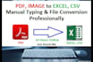 convert pdf to word, pdf to excel or CSV manual typing