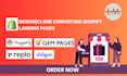 create shopify landing page design with pagefly, gempages and replo
