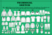 do technical sketch with one page tech sheet for clothing