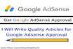 write 30 unique articles for google adsense approval