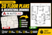 draw 2d floor plans and architectural drawings in autocad