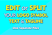 edit, separate, split logo and text into different file