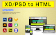 convert sketch, figma, psd, xd to html, with responsive css, bootstrap