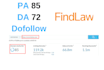 provide da85 legal and law niche backlink