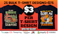 do  bulk t shirt designs for merch by amazon