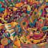 create a complex, fluid and energetic illustration