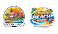create custom beach logo summer mascot or tropical resort badge
