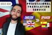 translate any type of document, from english to spanish