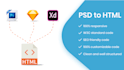 convert psd to html, xd to html, sketch to html, bootstrap