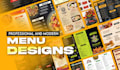 design restaurant menu, food menu, digital menu board, flyer
