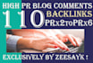 do 110 backlinks blog comments on actual page pr6 to pr2