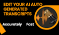 accurately edit proofread auto generated ai transcripts content
