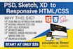 convert psd, sketch, xd to responsive HTML5 css3