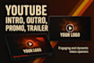 do youtube intro outro video trailer promo or animated logo