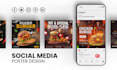 design event poster, social media poster, food flyer