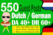 do 550 german or dutch SEO backlinks guest posts
