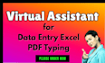 be your virtual assistant for data entry excel PDF typing