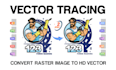 manually vector tracing, redraw, covert jpg to vector