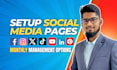 setup all social media accounts, facebook business page, instagram, youtube