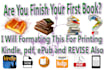 do book formatting for print book, ebook, kindle and epub
