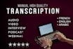 transcribe audio and video transcription in french, english